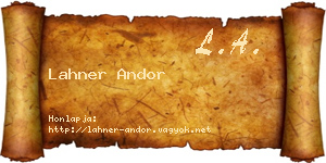 Lahner Andor névjegykártya